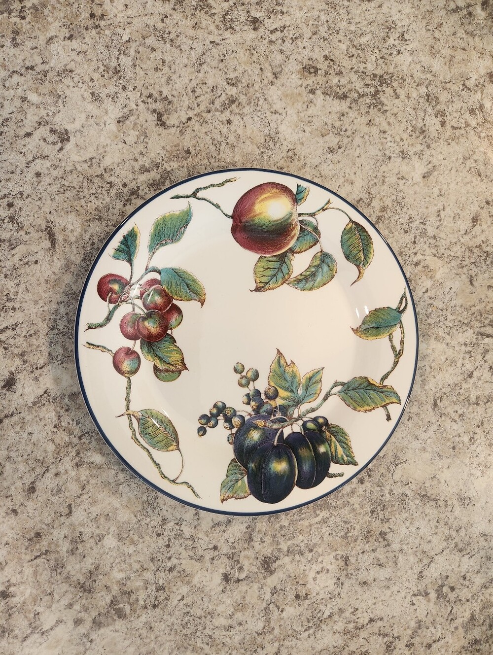 Pier 1 MacIntosh  Decorative Fruit Pattern 10" Dinner Plate -